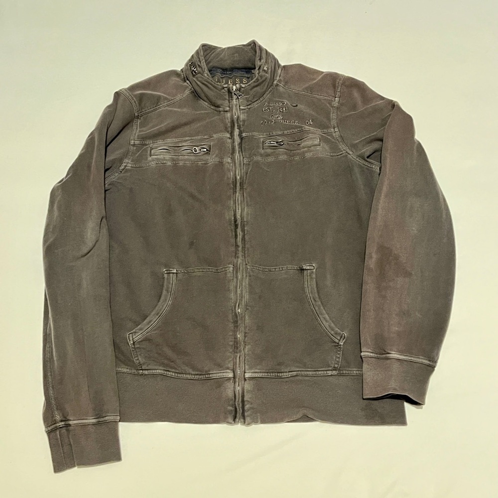 Guess Brown Lightweight Jacket with Sporty Design and concealed Hood.